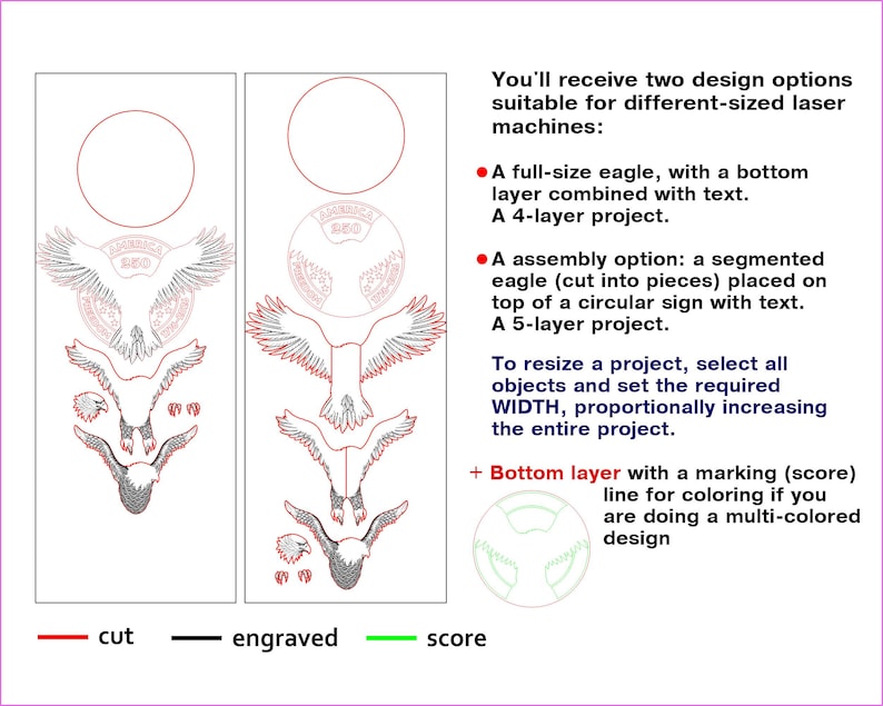 Pode incluir: S&atilde;o apresentadas duas op&ccedil;&otilde;es de design para m&aacute;quinas a laser: uma &aacute;guia em tamanho real com texto (4 camadas) e uma &aacute;guia segmentada em um sinal circular (5 camadas). Instru&ccedil;&otilde;es de redimensionamento inclu&iacute;das.