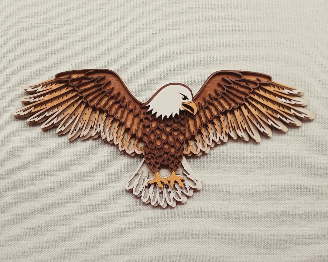 Layered Bald Eagle SVG Laser Cut Files. Multilayer Vector Model for Cnc