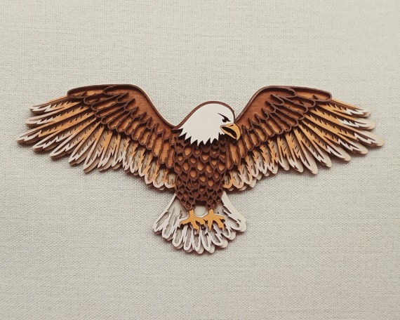 Layered Bald Eagle SVG Laser Cut File: 4-Layer CNC Model (Digital Download)