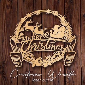 Ghirlanda di Natale, file di taglio laser di Natale, decorazione natalizia, appendino per porta di Natale, decorazioni natalizie, decorazione natalizia per Glowforge