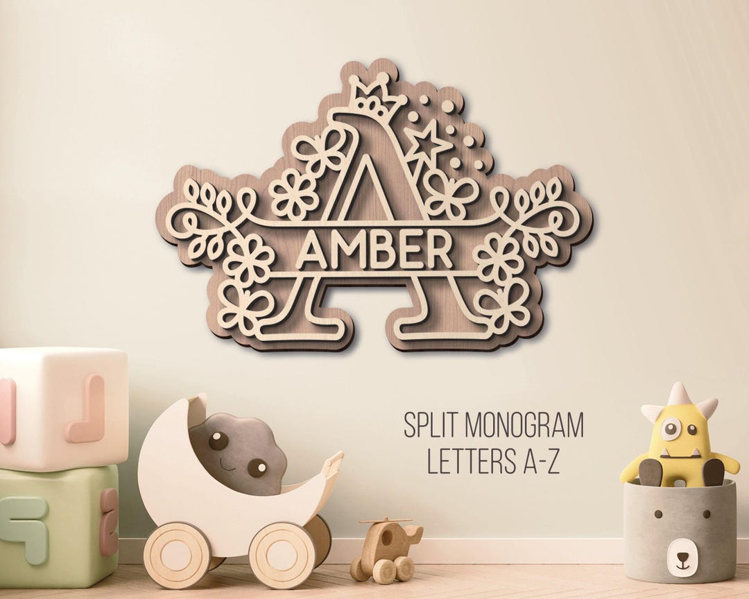 Baby Name Sign SVG: Laser Cut Split Monogram (digital Download) - Etsy