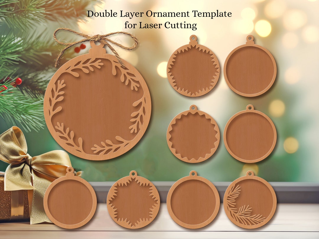 Laser Cut Christmas Ornament Template: Double Layer Design (digital