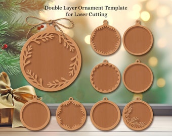 Laser Cut Christmas Ornament Template: Double Layer Design (Digital Download)