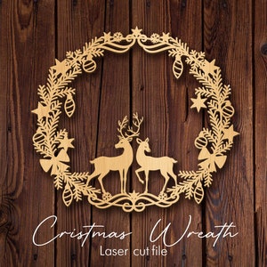 Ghirlanda di Natale, file di taglio laser di Natale, decorazione natalizia, appendino per porta di Natale, decorazioni natalizie, decorazione natalizia per Glowforge