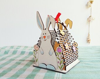 Easter Bunny Basket SVG: Laser Cut Candy & Egg Holder (Digital Files)