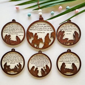 Christmas Nativity Ornament Christmas Ornament Laser Cut File Christmas Bible Quotes (King James Version of the Bible) Digital Download