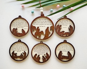 Christmas Nativity Ornament Christmas Ornament Laser Cut File Christmas Bible Quotes (King James Version of the Bible) Digital Download