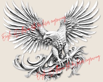 Eagle 3D illusion file for laser engraving, 3D illusion file for wood laser engraving, Glowforge or other lasers - SVG Cutout file included