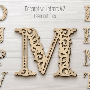 Letras do alfabeto floral A-Z, letras decorativas do alfabeto Svg, arquivos cortados a laser, vetor de alfabeto decorativo extravagante SVG, alfabeto florescente SVG