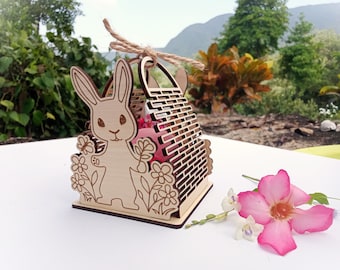 Gift basket for Easter egg and candy design for laser cut, Easter bunny stand SVG laser cutting file, Easter Decor digital files SVG