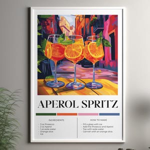 Póster de Aperol Spritz, impresión de cóctel Aperol Spritz, póster de 3 tipos de Aperol Spritz, póster de receta de Aperol Spritz, recetas de cócteles