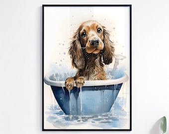 English Cocker Spaniel Print - Cocker Spaniel Gift - Dog Portrait Art - Dog Painting - Cocker Cartoon Art