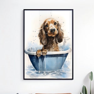 English Cocker Spaniel Print - Cocker Spaniel Gift - Dog Portrait Art - Dog Painting - Cocker Cartoon Art