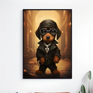 Chibi Style Doberman Print, Chibi Doberman Wall Art Poster, Cute Dog Prints, Dog Lover Gift, Doberman Artwork