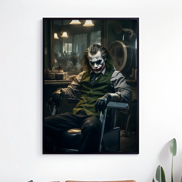 Joker at The Barbershop Wand Kunst Druck, Joker Poster, Geschenk für Barber, Barbershop Kunst Poster, Barbershop Decor