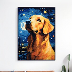 Golden Retriever Poster, Golden Wall Art Print, Dog Lover Gift, Nursery Print, Cute Dog Prints, Housewarming Gifts, Golden Illustration