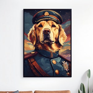 Commander Golden Retriever Print, Golden Wall Art Poster, Dog Lover Gift, Nursery Print, Cute Dog Prints, Housewarming Gifts