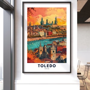 Toledo print, Toledo poster, Toledo city wall art hang decor, Wedding gift, Birthday present, Housewarming gift