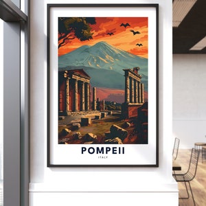 Pompeii travel print, Pompeii travel poster, Piraeus city wall art hang decor, Wedding gift, Birthday present, Housewarming gift