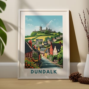 Impresión de arte de Dundalk, cartel de viaje de la pared de Dundalk, decoración de la pared de Irlanda, colgante de arte de la pared de Dundalk, impresión de la ciudad de Irlanda