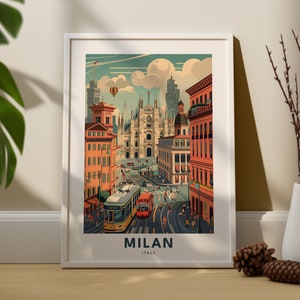 Milan travel print, Milan travel poster, Italy wall hanging art, Italy city art poster decor, Milano wall hang decor