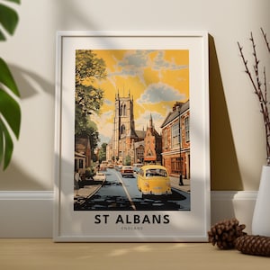 St Albans Travel Print Wall Art St Albans Muur Hangende Home Decor St Albans Gift Art St Albans Vintage Art Print