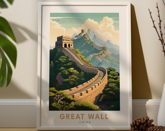 Vintage Reverse Painted Globe Great Wall of China on Rotating 