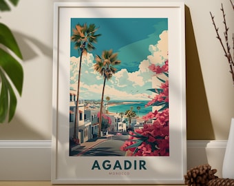 Agadir travel art print, Agadir travel art poster, Morocco wall art print, Agadir travel poster, Morocco home decor hang