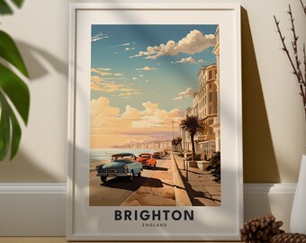 Brighton print, Brighton poster, England city wall art, England print poster, Brighton wall art, Brighton gift, Brighton travel print