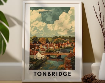 Impresión de arte de pared de Tonbridge, Póster de viaje de Tonbridge, Decoración de pared de Inglaterra, Colgador de arte de Tonbridge, Póster del parque de Inglaterra