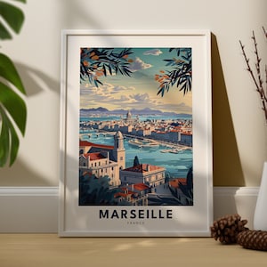 Marseille travel print, Marseille travel poster, Marseille city wall art hang decor