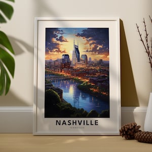 Nashville Travel Print Wall Art Nashville Wall Hanging Home Décor Tennessee Gift Art Nashville Vintage Art Print Tennessee Wall Decor
