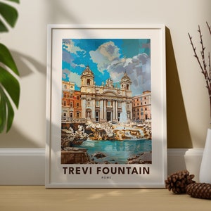 Trevi Fountain art print, Trevi Fountain poster, Rome city wall art, Rome wall art, Trevi Fountain travel art print gifts