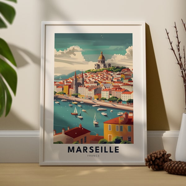 Marseille travel print, Marseille travel poster, Marseille city wall art hang decor