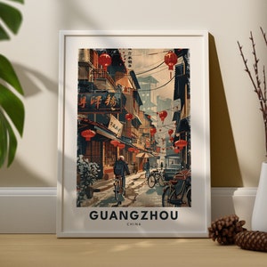 Guangzhou travel print, Guangzhou travel poster, China wall hanging art,  China city art poster decor, Guangzhou wall hang decor