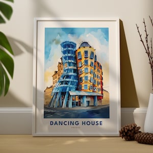Dancing House Print - Prague Travel Poster - Czech Republic Print - Prague Wall Decor - Prague  Print -Prague Wall Art - Prague Art Print