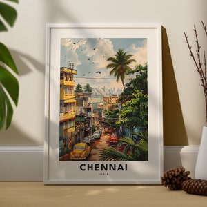 Chennai Reisekunstdruck, Chennai-Wandkunstplakat, Indien-Wandbehang, indische Kunstplakatdekor, Chennai-Plakatgeschenke