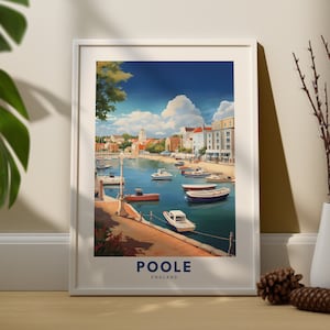 Stampa Poole, poster della città di Poole, arte delle mura della città di Poole, arte della parete Dorset, regali Poole, poster con stampa d'arte Dorset, Poole Dorset