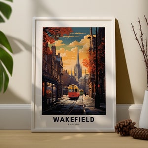 Wakefield Travel Print Wall Art Wakefield Wall Hanging Home Décor West Yorkshire Gift Art West Yorkshire Wakefield Vintage Art Print
