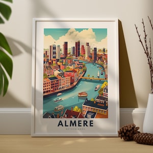Impression d'art mural d'Almere, affiche de voyage murale d'Almere, décoration murale des Pays-Bas, suspension d'art mural d'Almere, impression de la ville des Pays-Bas