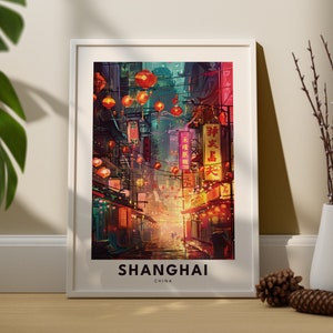 Impresión de Shanghai, cartel de Shanghai, arte de la muralla de la ciudad de China, arte de la pared de China, regalos de Shanghai, impresión de arte de viaje de Shanghai