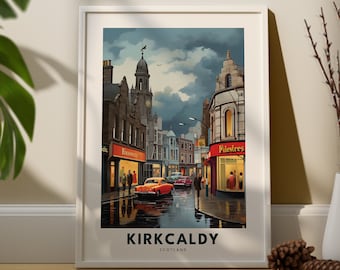 Kirkcaldy Travel Print Wall Art Kirkcaldy Wall Hanging Home Décor Kirkcaldy Gift Art Lovers Fife Art Lover Gift, Keighley Fife Vintage Art