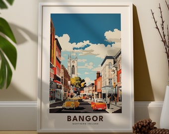 Bangor Travel Print Wall Art Bangor Wall Hanging Home Décor Gwynedd Gift Art Lovers Bangor City Poster Gwynedd Vintage Poster