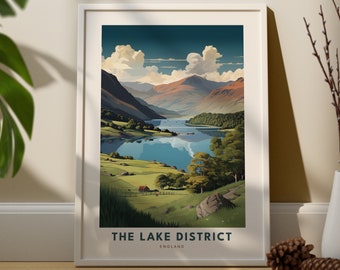 Lake District Travel Art Poster - Lake District Wall Art - England Travel Print - The Lake District England Print - England National Park