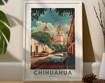 Impresión de arte de Chihuahua, cartel de Chihuahua, decoración de la pared de México, colgante de arte de la pared de Chihuahua, cartel de viaje de México