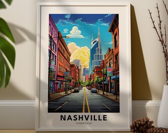 Nashville Travel Print Wall Art Nashville Wall Hanging Home Décor Tennessee Gift Art Nashville Vintage Art Print Tennessee Wall Decor