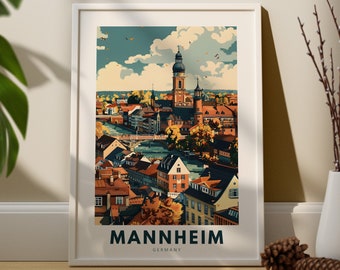 Mannheim wall art print, Mannheim wall travel poster, Germany wall decor, Mannheim wall art hang, Germany city print