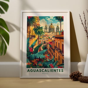 Aguascalientes art print, Aguascalientes art poster, Mexico hanging art, Aguascalientes wall decor