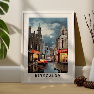 Kirkcaldy Travel Print Wall Art Kirkcaldy Wall Hanging Home Décor Kirkcaldy Gift Art Lovers Fife Art Lover Gift, Keighley Fife Vintage Art