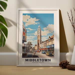 Middletown Travel Print Wall Art Middletown pared colgante decoración del hogar Middletown regalo amantes del arte Armagh Art Lover Gift, Armagh Vintage Print